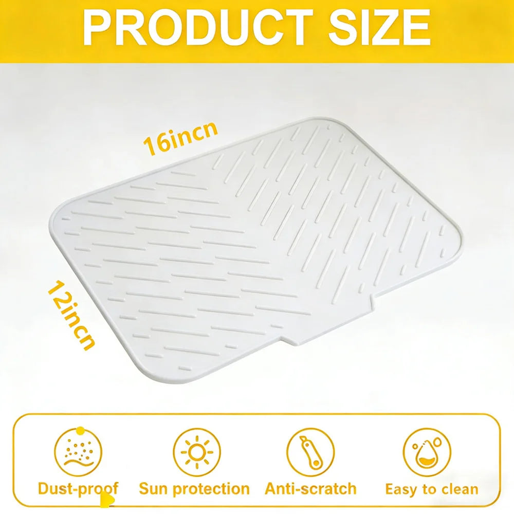 Silicone Sloped Drain Mat – Non-Slip Dish Drying Pad for Kitchen