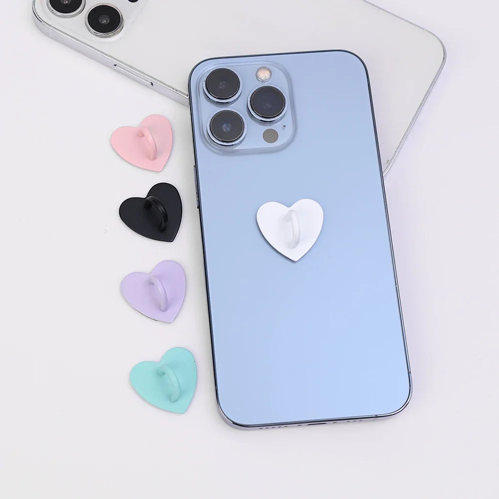 Self-Adhesive Metal Heart Phone Ring Stand & Hook Charm