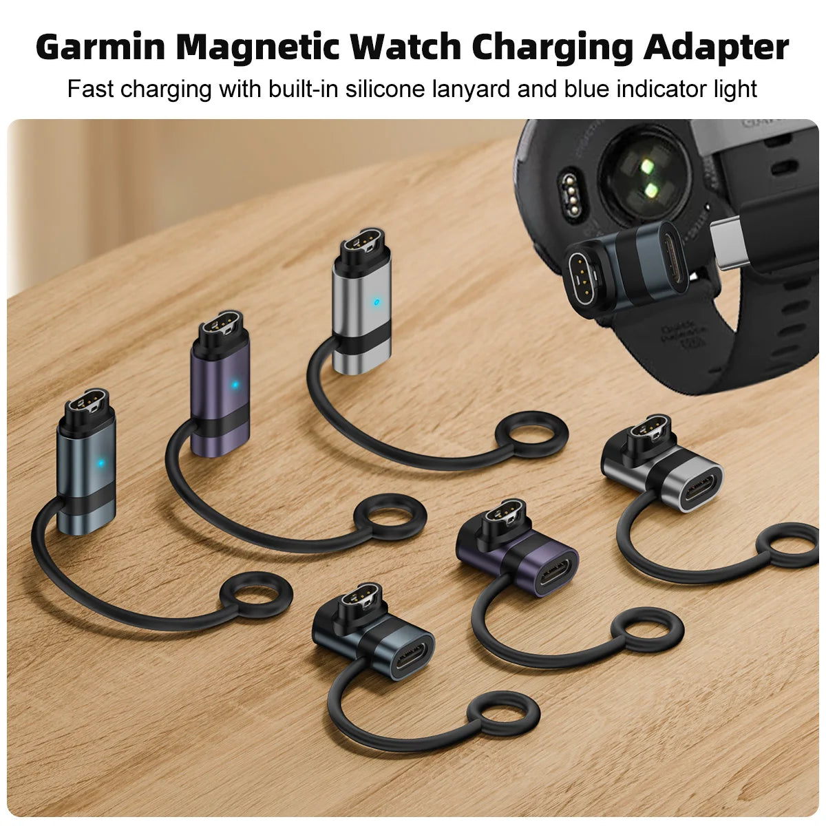 USB-C to 4-Pin Charging Adapter for Garmin Fenix 7/6/5 & Venu 2