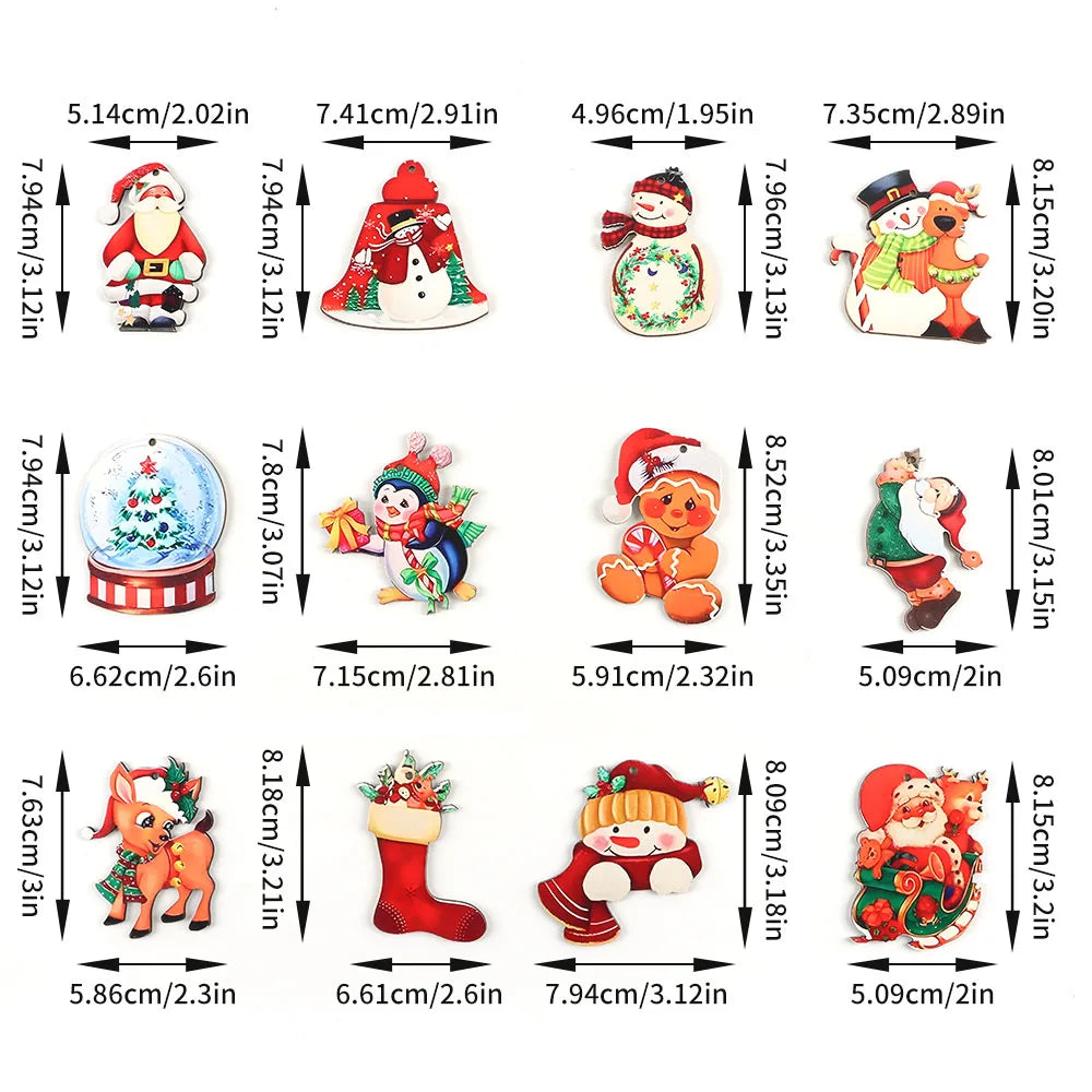12-Pack Christmas Wooden Snowman Pendants – DIY Holiday Decor