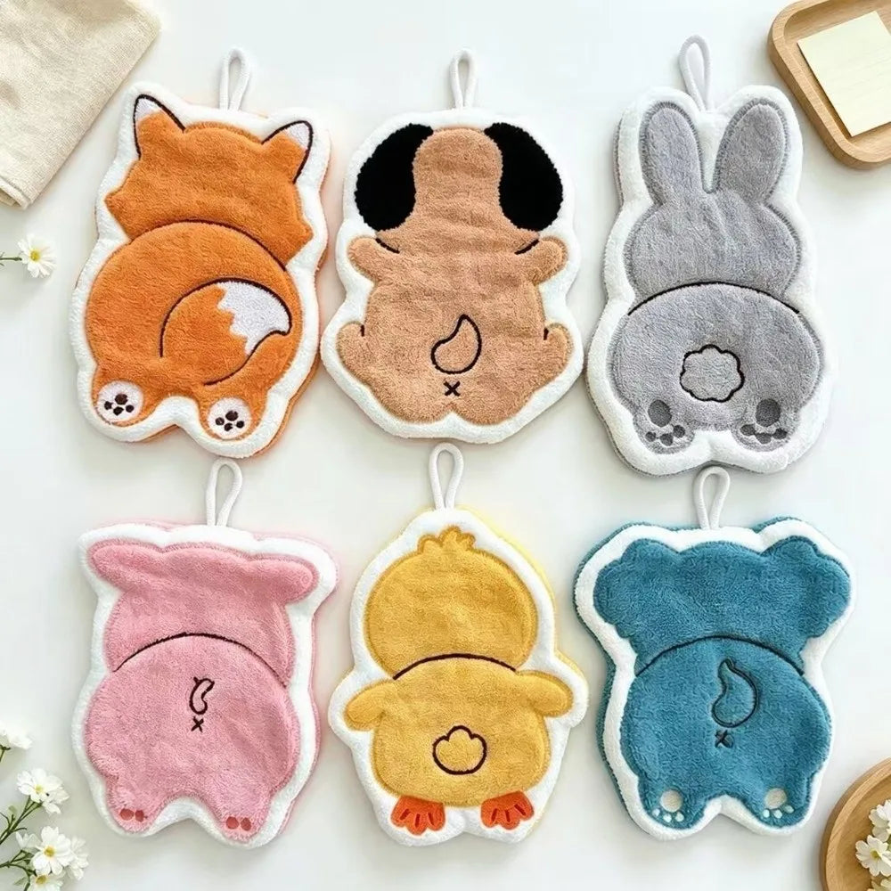 Cute Animal Coral Fleece Hanging Hand Towel – Kids & Kitchen