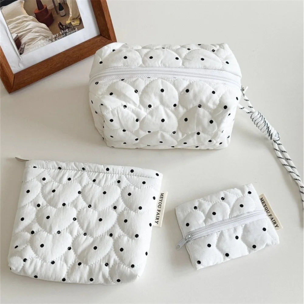 Quilted Polka Dot Makeup Bag – Ultralight Travel Cosmetic Bag