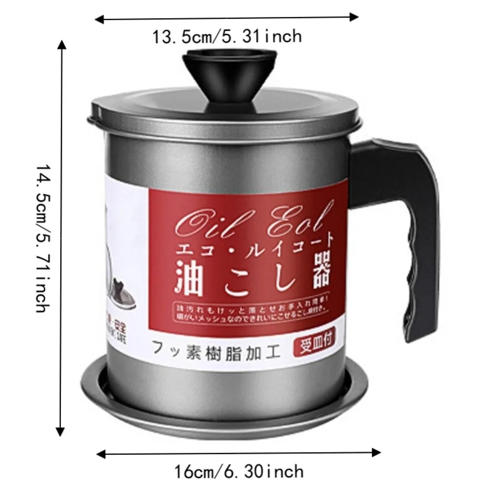 Stainless Steel Bacon Grease Container & Fine Mesh Strainer