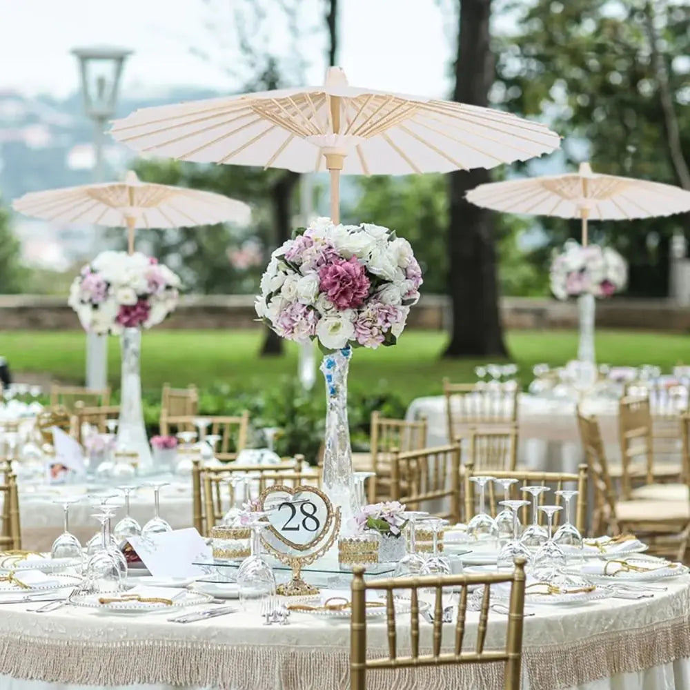 Handmade White Paper Umbrella – Wedding & Photo Prop | 60/84cm