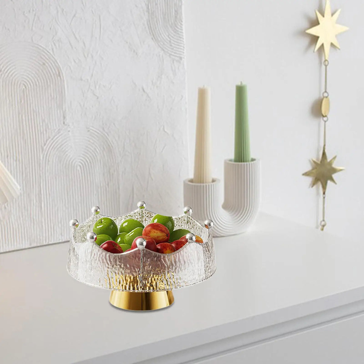 Luxury Pedestal Fruit Bowl with Stand & 8 Forks | Crystal PET