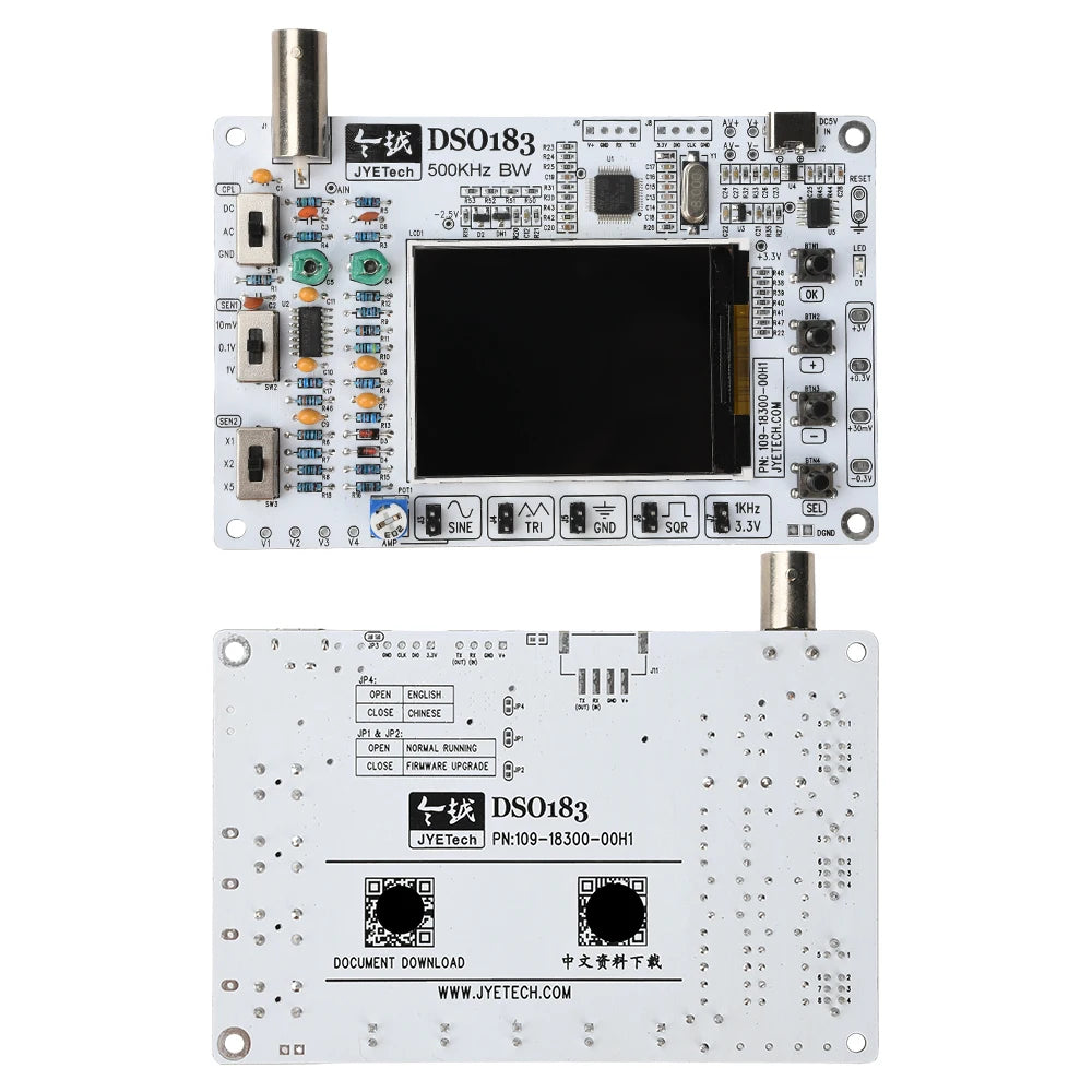 DSO183 DIY Digital Oscilloscope Kit – 500kHz, Type-C Powered
