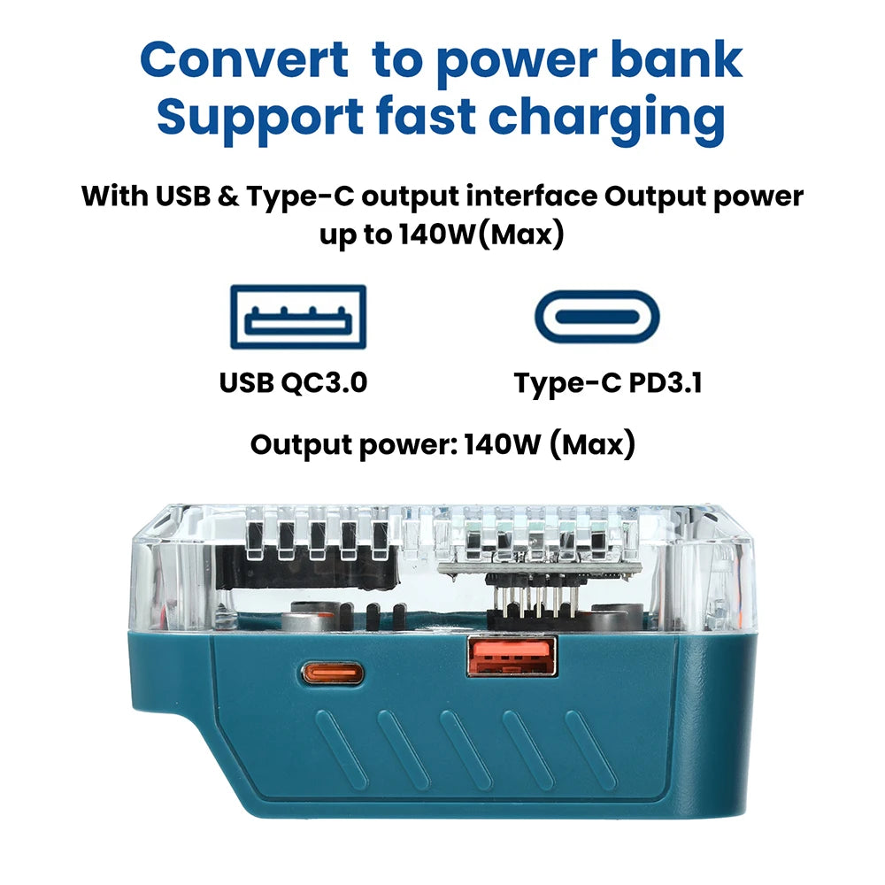 PD3.1 140W Bidirectional Li-Ion Battery Charger – Type-C Display