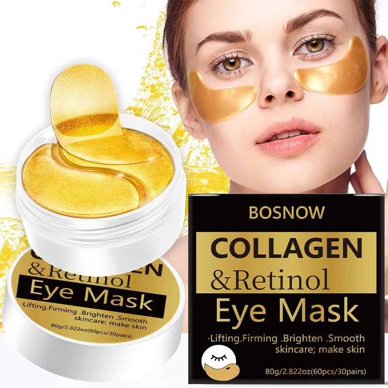 Bosnow 60pc Collagen & Retinol Gold Eye Masks | Firm & Hydrate
