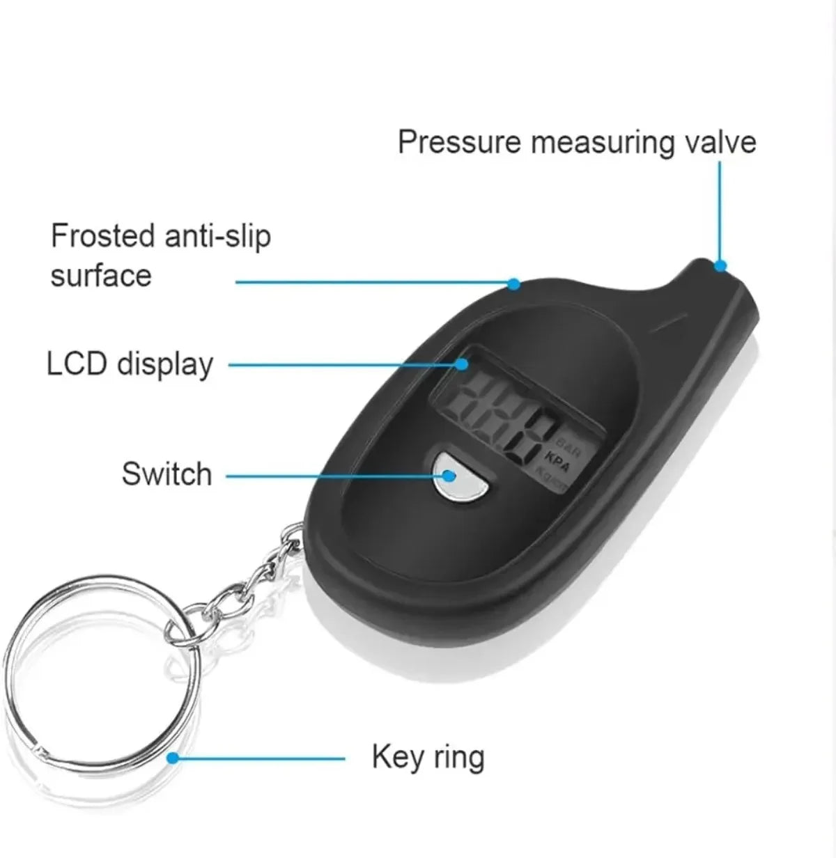 Mini Keychain Digital LCD Tire Pressure Gauge – Car & Moto