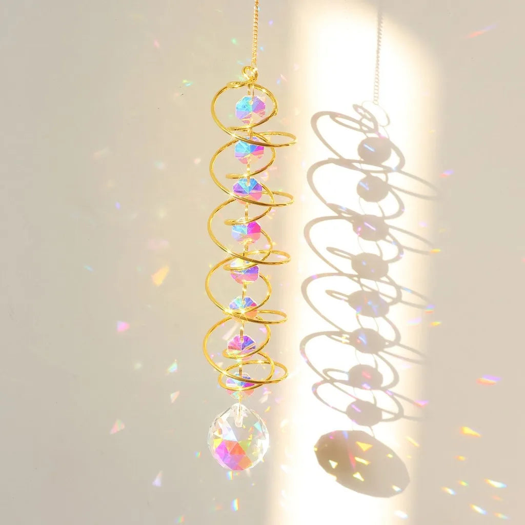 Crystal Spiral Sun Catcher – Rainbow Light Wind Spinner Decor
