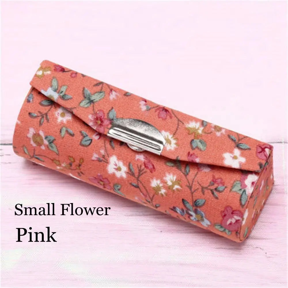 Retro Embroidered Flower Lipstick Case with Mirror | Jewelry Box