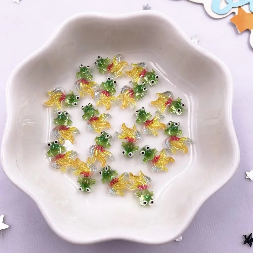 50pcs Resin Glitter Goldfish Flatback Charms – Nail Art & Crafts