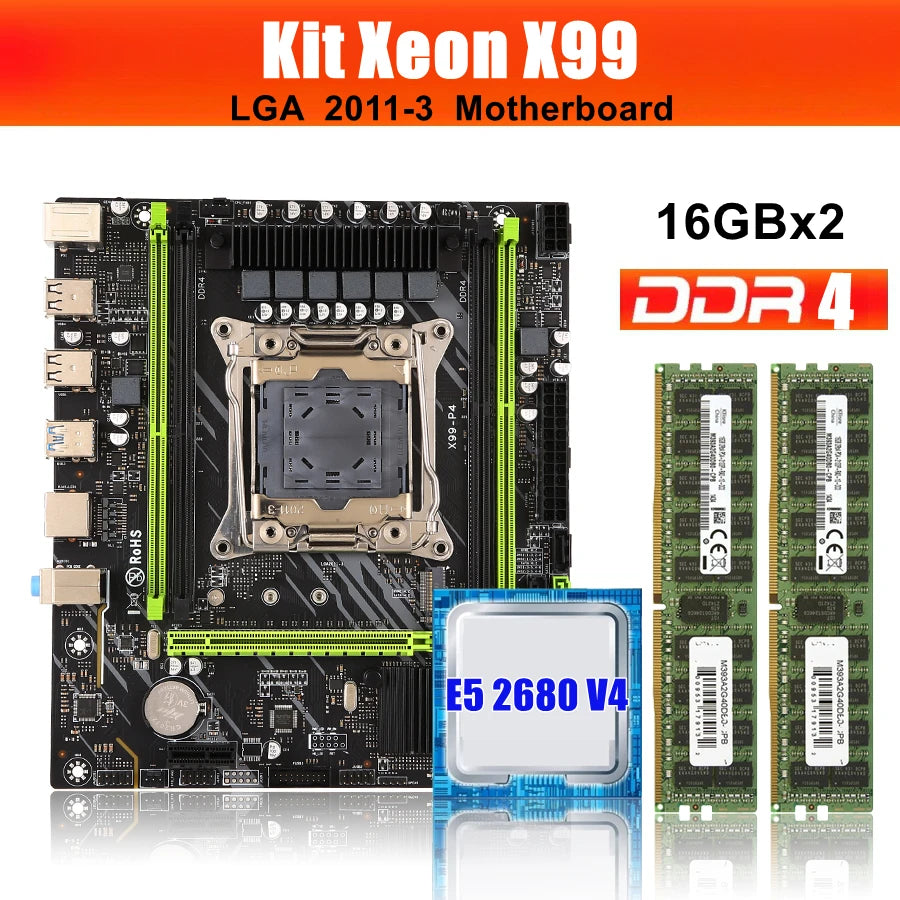 Kllisre X99 Combo: Xeon E5-2680 V4 CPU + 32GB DDR4 ECC RAM