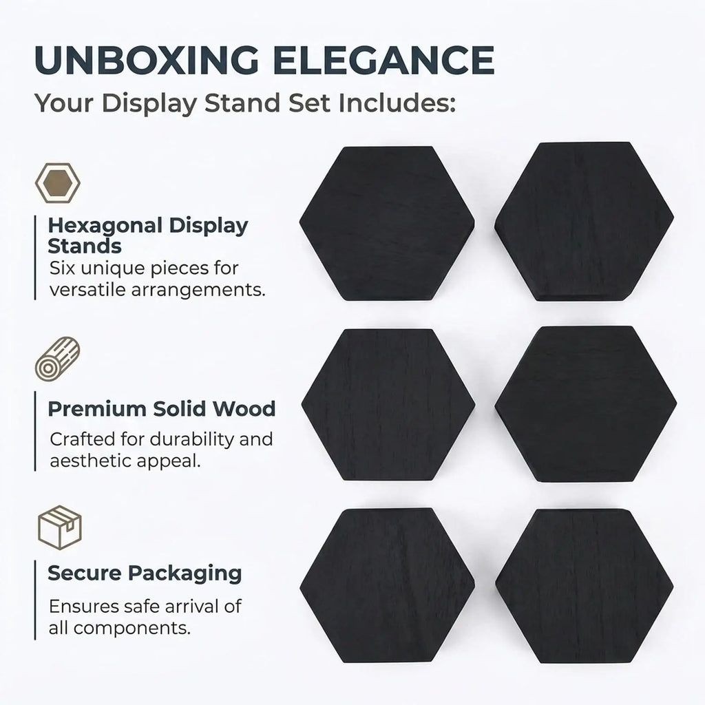 6-Piece Wooden Hexagon Display Risers – Jewelry & Buffet Stand