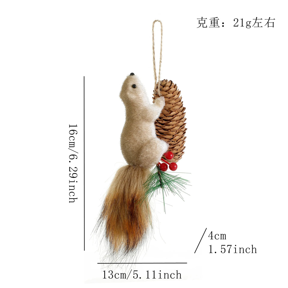 Squirrel Plush Christmas Ornament – Woodland Holiday Décor