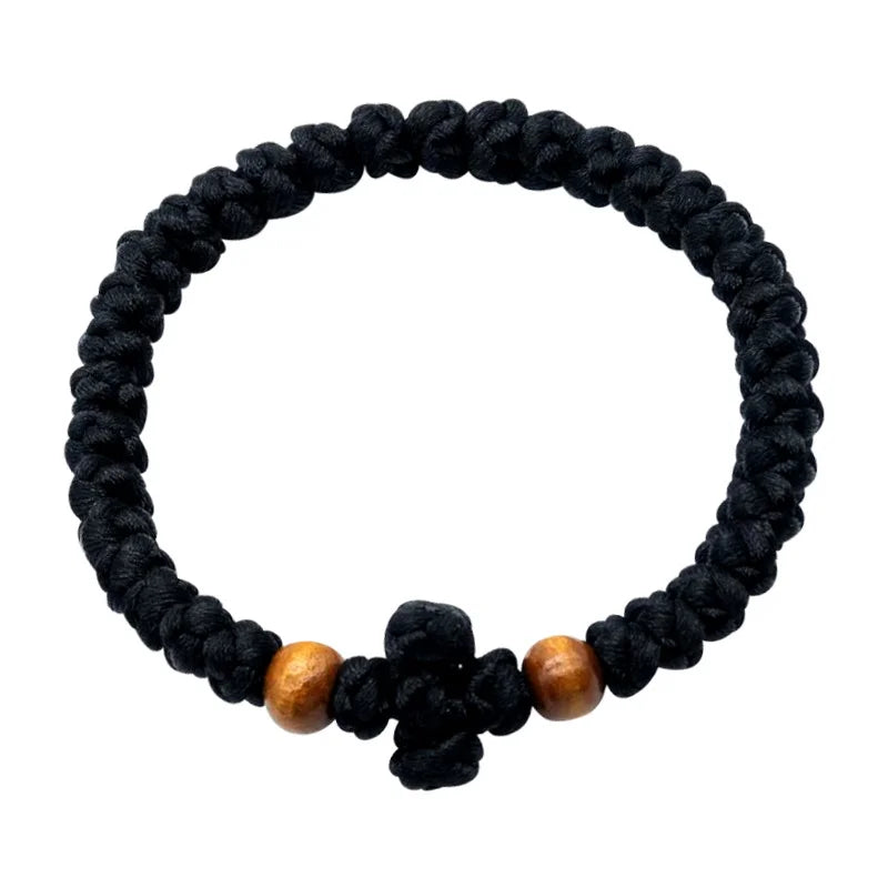 Orthodox Wooden Prayer Beads Rosary Bracelet – Rope & Fabric