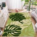 Tropical Monstera Leaf Area Rug – Green Plant Floor Mat