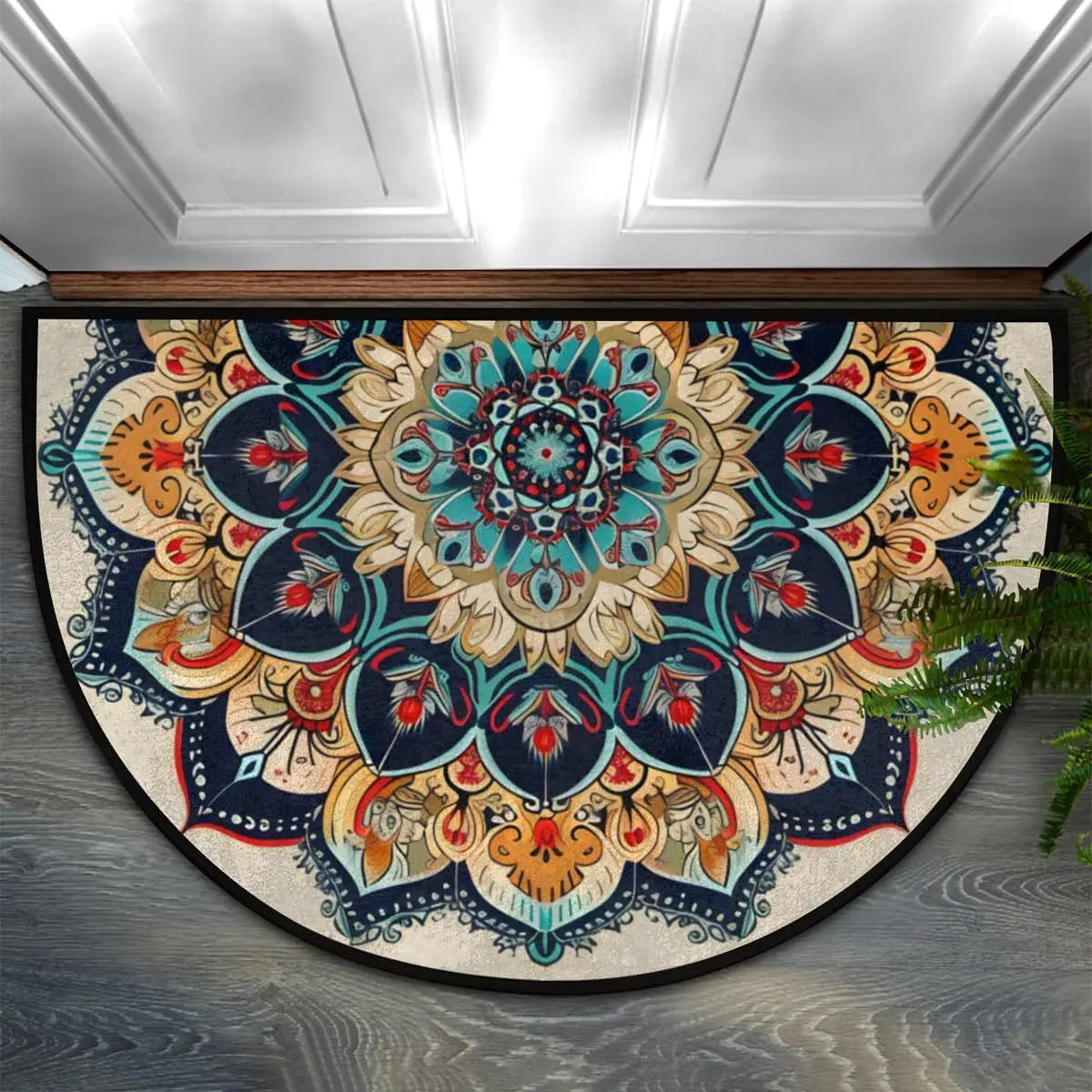 Semi-Circular Non-Slip Doormat – Indoor & Outdoor Entrance Rug