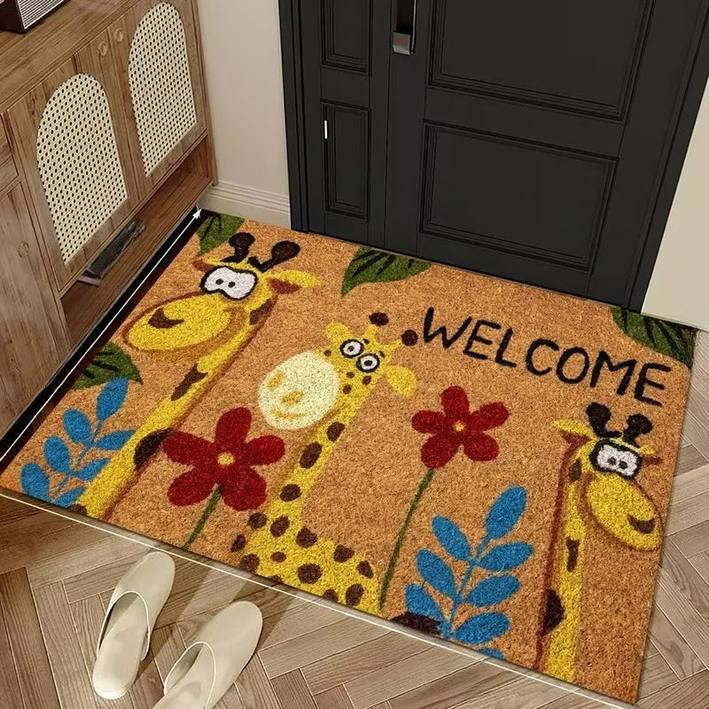 Welcome Home Fawn & Floral Non-Slip Entryway Rug | Indoor/Outdoor