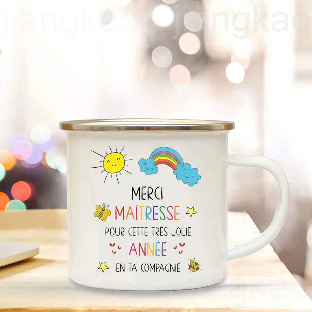 Thank You Teacher Enamel Mug – Teacher's Day Gift Cup