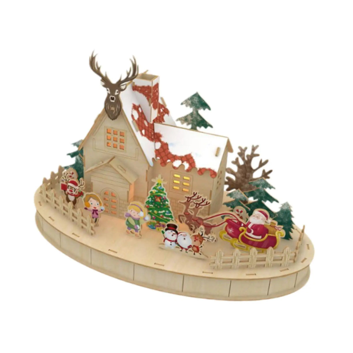 Wooden Christmas Cottage with LED Lights – DIY Holiday Decor