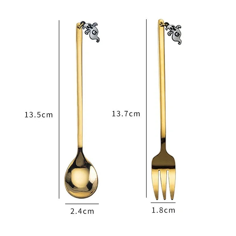 Halloween Stainless Steel Gold Cutlery Set – Spoon & Fork