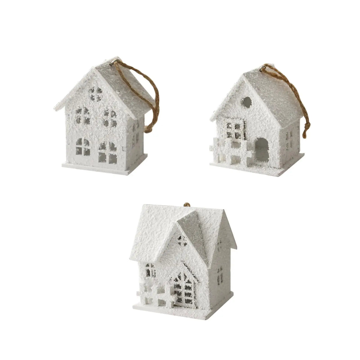 Wooden Snow House Christmas Ornament – Holiday Tree Pendant