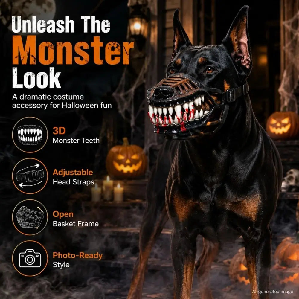 Scary Dog Muzzle Costume – Latex Halloween Monster Mask
