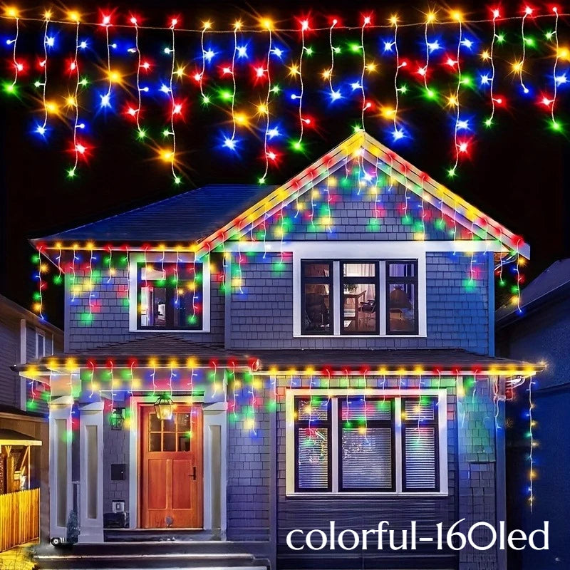 Solar Icicle String Lights – Outdoor Christmas Garden Decor