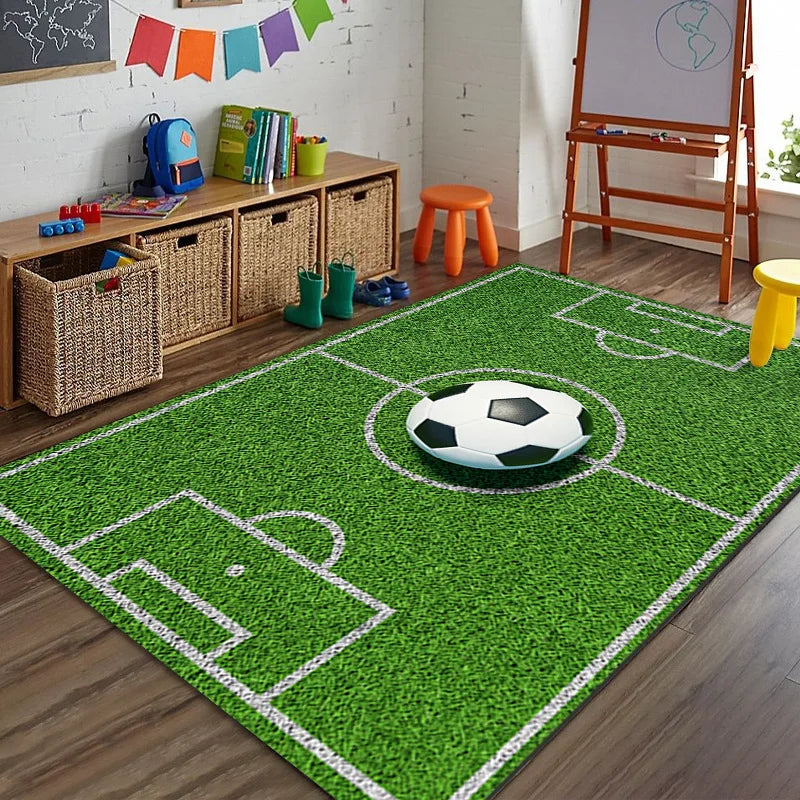 Sports Theme Kids Play Mat – Non-Slip Bedroom Floor Rug