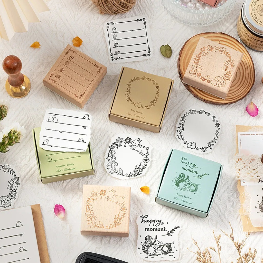 Retro Forest Wooden Rubber Stamp – DIY Scrapbooking & Cards