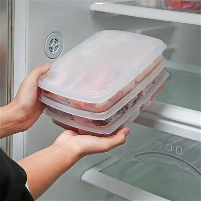Clear 4-Grid Fridge Food Storage Box – BPA-Free Crisper