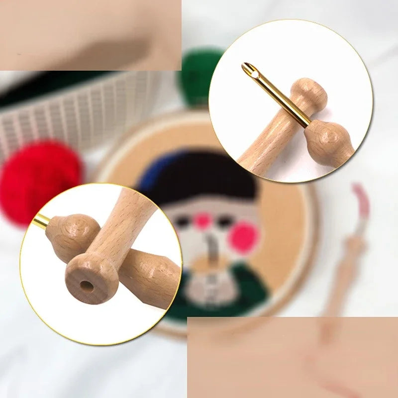 Wooden Handle Punch Needle Threader – Embroidery & Felting Tool
