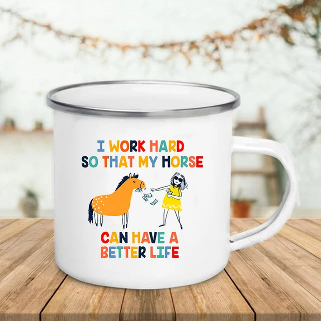"6 Signs You're Secretly a Cat" Funny Enamel Coffee Mug