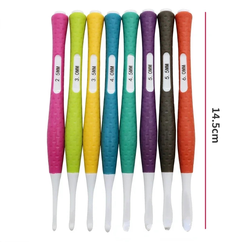 8-Piece Crochet Hook Set with Soft Anti-Slip Handles