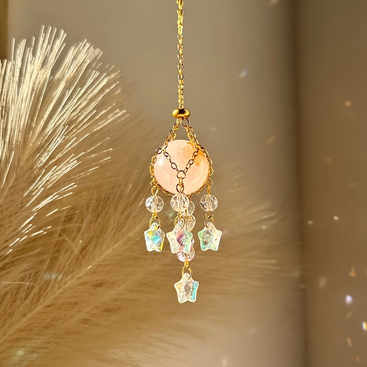 Natural Stone Woven Sun Catcher – Window & Home Hanging Decor
