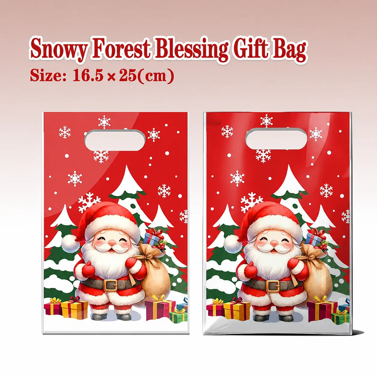 Christmas Handle Gift Bags PE Plastic 50pcs – 7 Designs