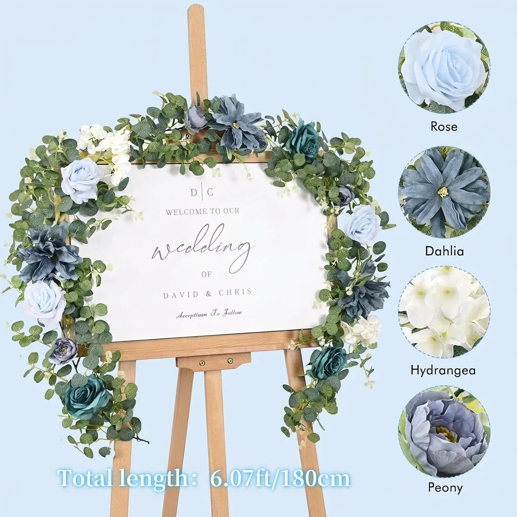 Artificial Mixed Flower Garland 185cm | Rose Peony Vine Decor