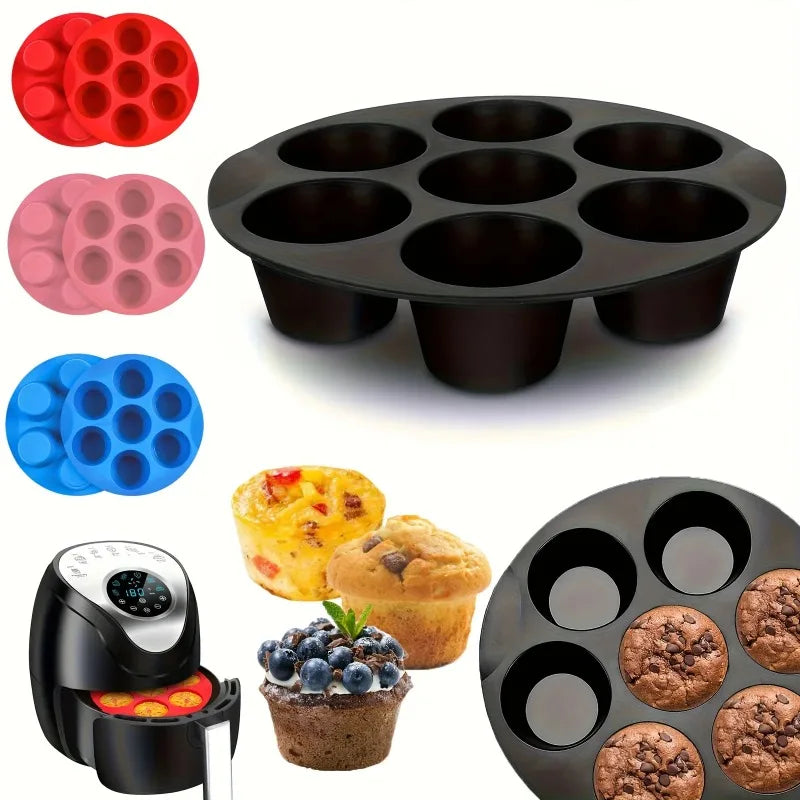 7-Hole Silicone Cake Mold – Non-Stick Air Fryer Baking Pan