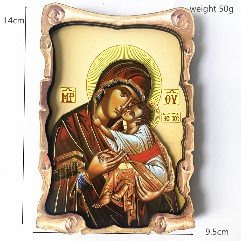 Virgin Mary Orthodox Wood Icon 3-Layer | Christmas Easter Gift