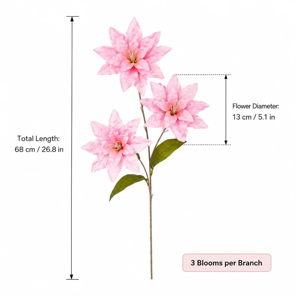 3-Stem Artificial Lily Branches 68cm | Faux Floral Home Decor
