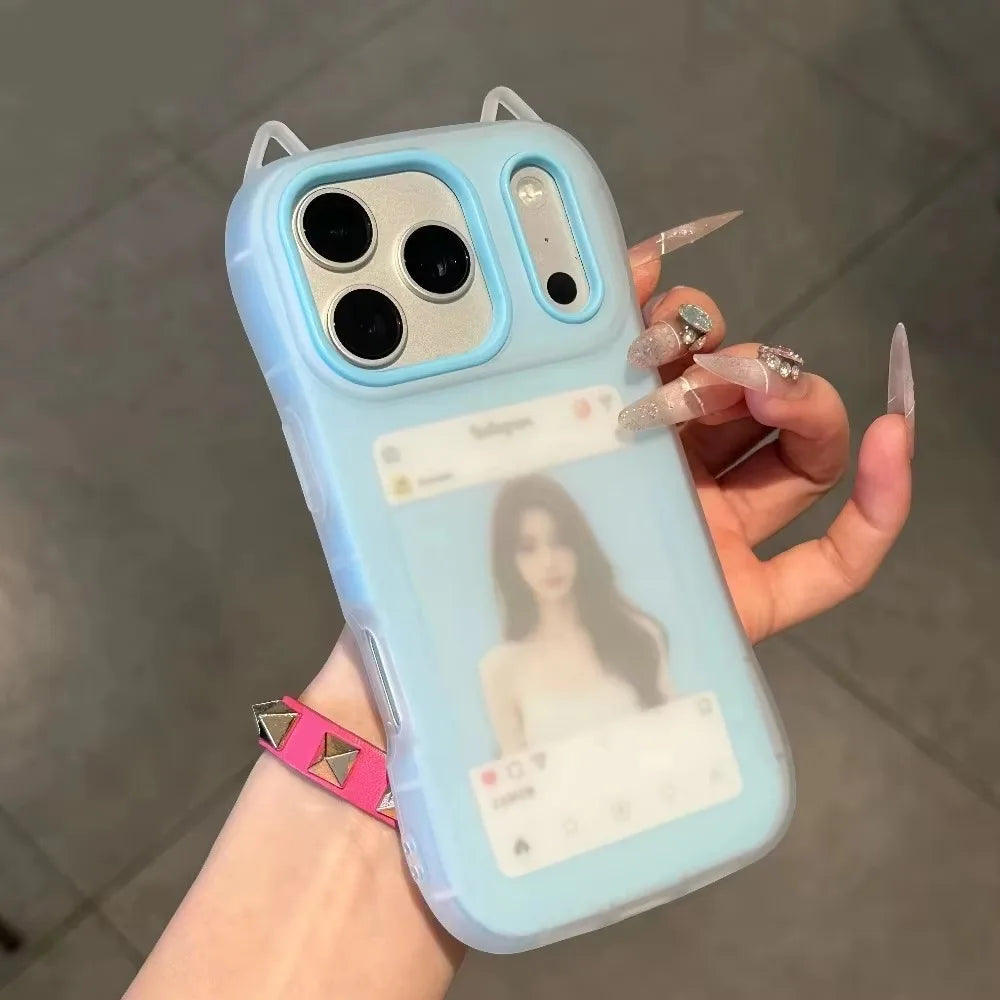 2-in-1 Cat Ear Silicone iPhone Case | Shockproof Cover