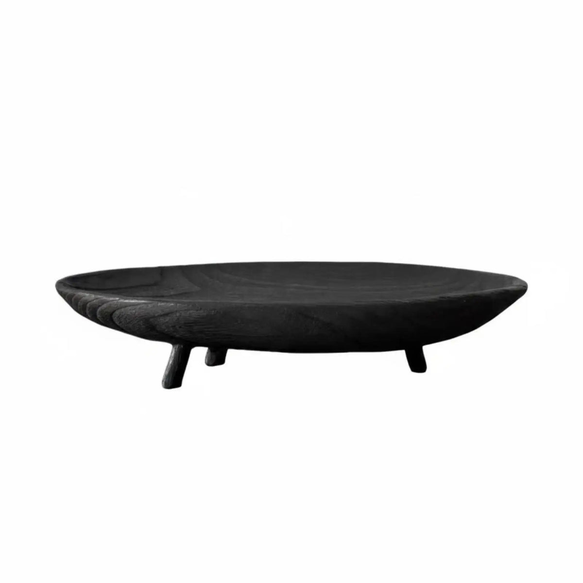 Oval Hand-Carved Paulownia Wood Tray on Feet | Fruit Bowl