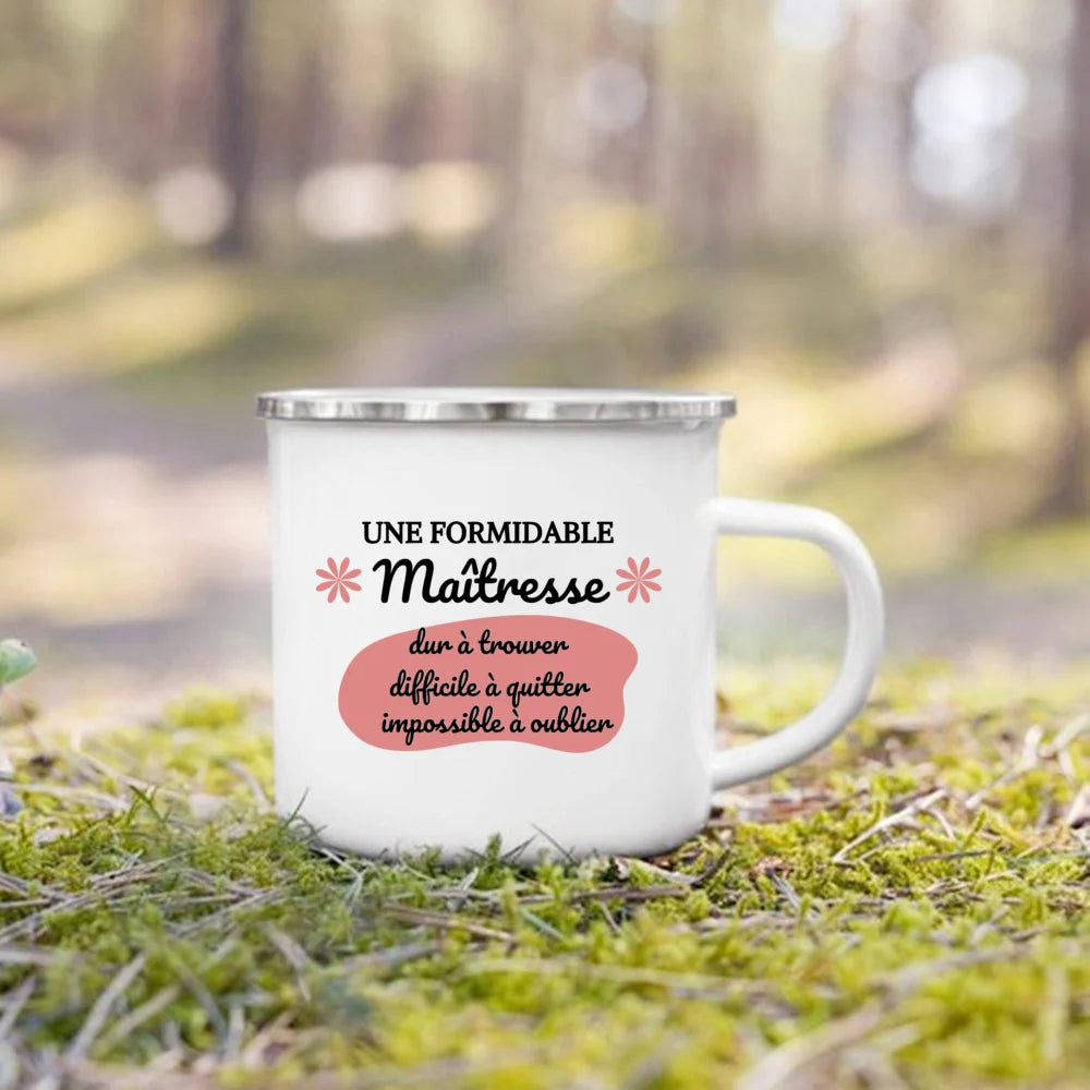 Best Teacher French Print Enamel Mug – Teacher's Day Gift