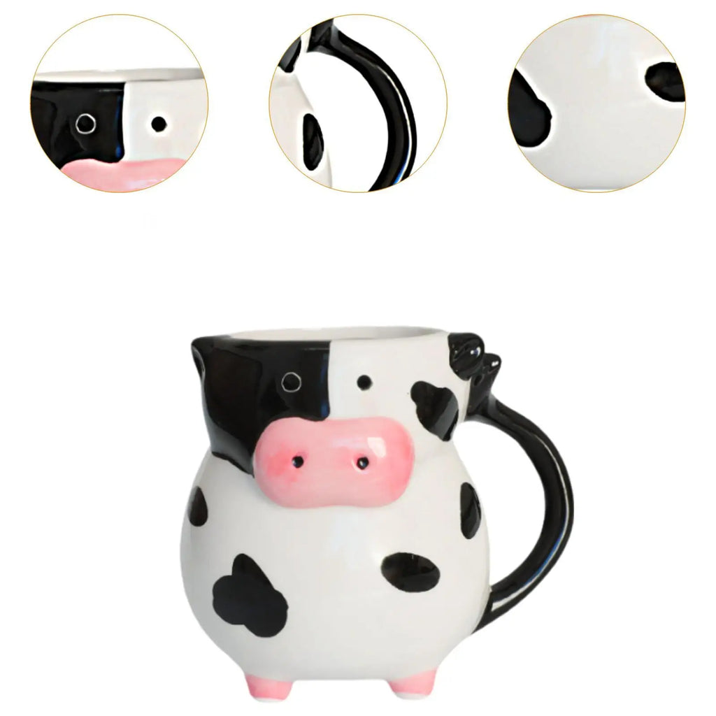 Kesoto Ceramic Cow Print Mug – Coffee, Tea & Oatmeal Cup