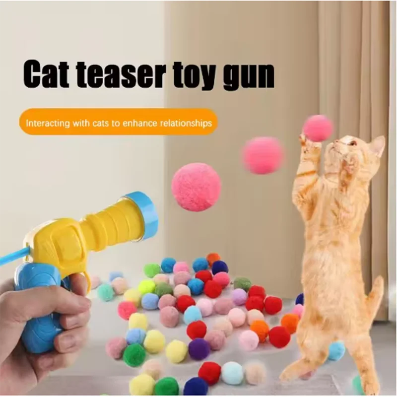 Interactive Cat Ball Launcher Toy – Plush Bounce Balls 10–100 Pcs