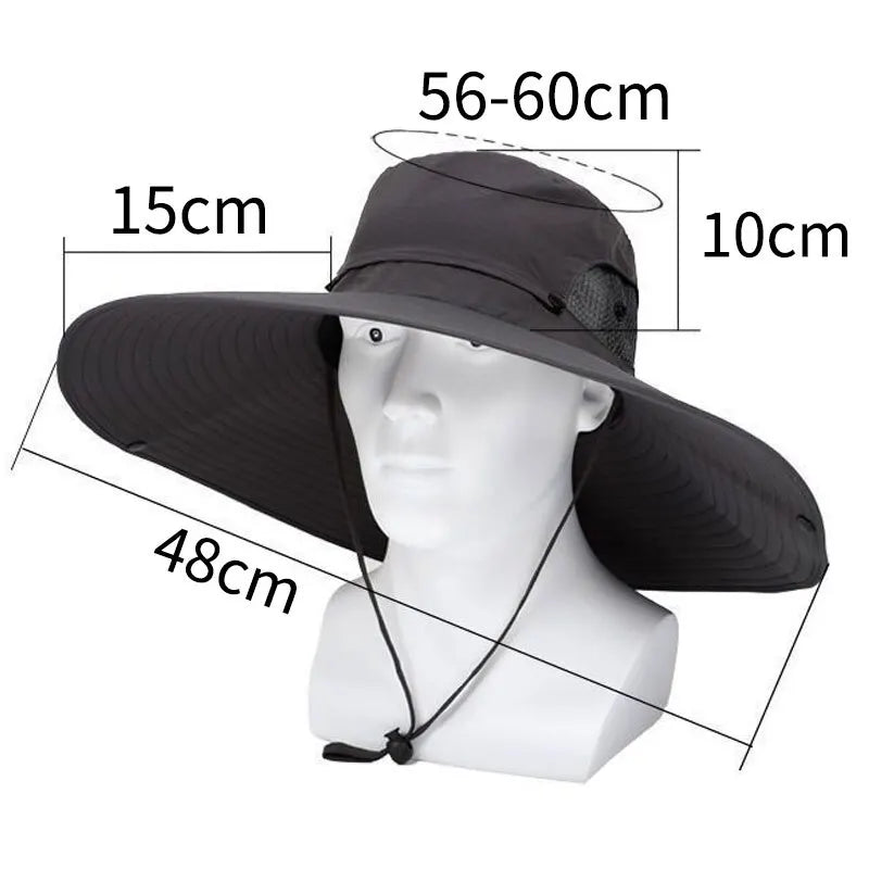 15cm Wide Brim UV Sun Hat – Foldable Breathable Mesh Cap