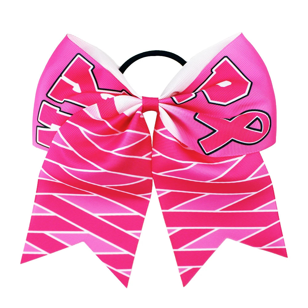 20-Pack 8" Pink Ribbon Cheer Bow Hair Ties for Girls & Women