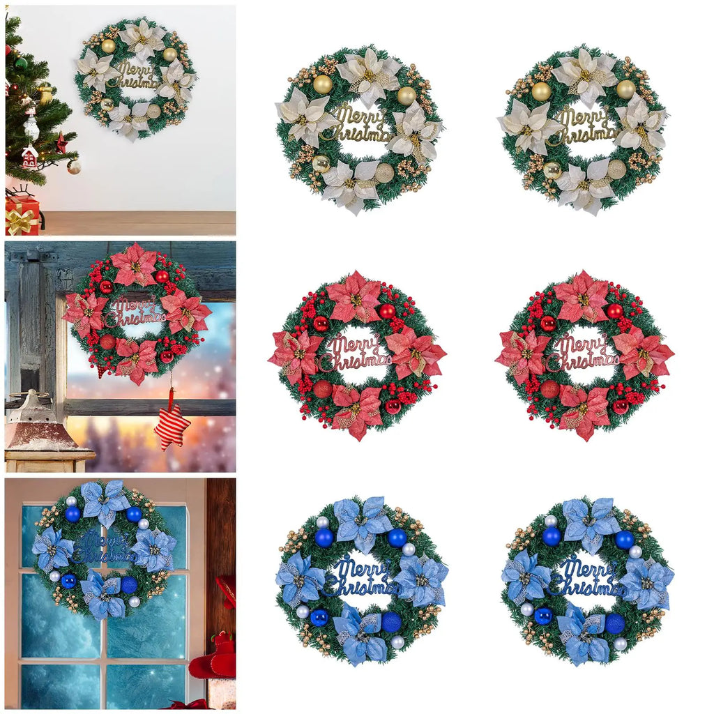 Christmas Wreath with Ball Ornaments – Artificial Front Door Decor