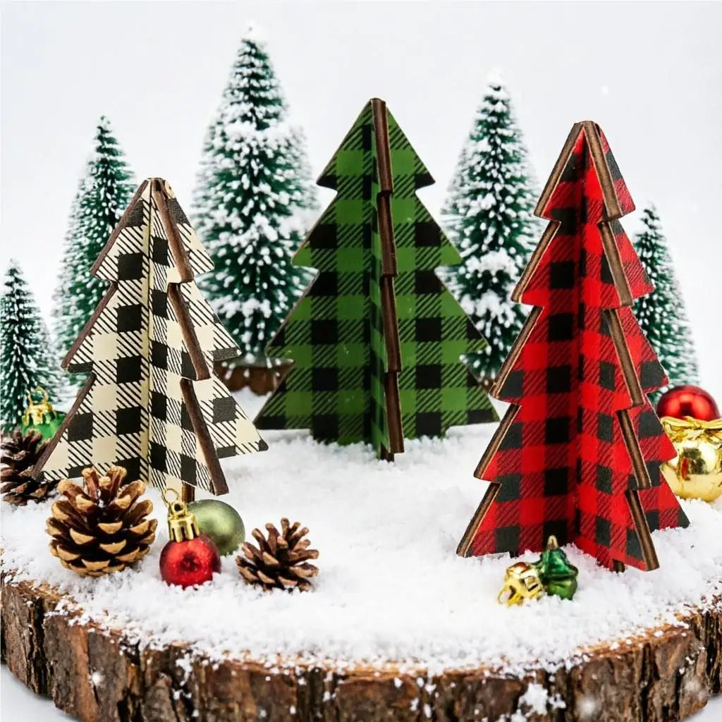 3-Piece 3D Wooden Christmas Tree Decorations | Holiday Crafts